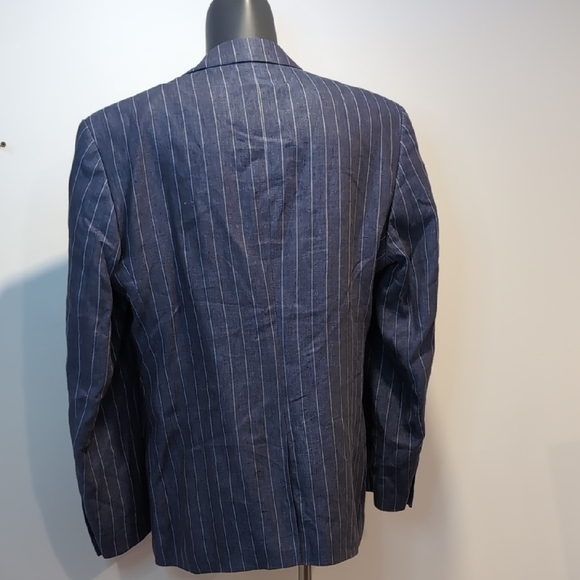Bison Blue Pinstripe Linen Blazer - Picture 6 of 9